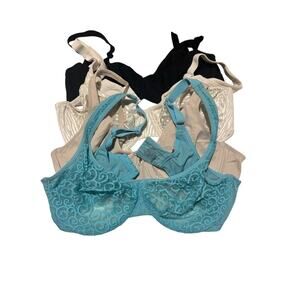 Bundle of 4 38D bras black nude turquoise white guc preloved lots of life left